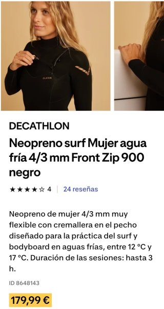 Neopreno surf mujer 4/3 mm