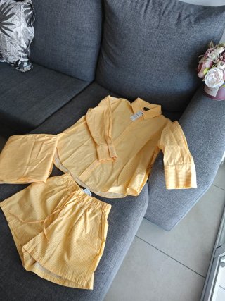 Conjunto 3 piezas amarillo rayas