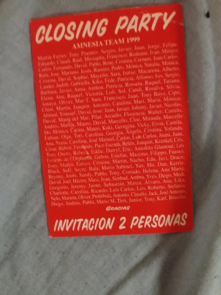 Invitación Amnesia Cierre 1999