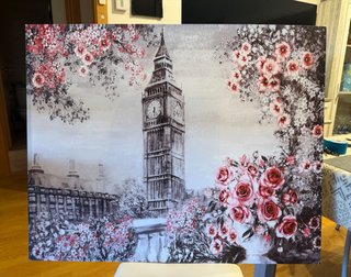 Cuadro Decorativo Flores y Big Ben