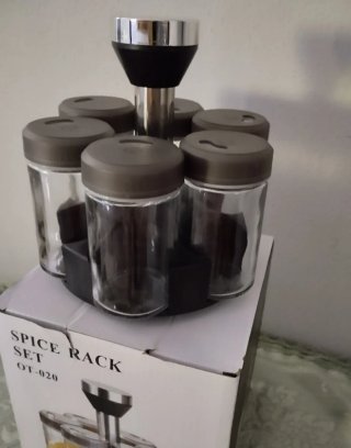 Set portaspezie girevole in vetro