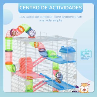 Jaula Hámster 5 Niveles con Tubos y Accesorios