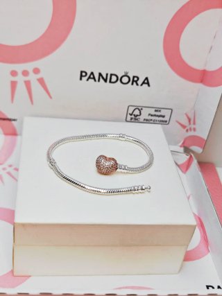 Pulsera Pandora pave circonitas color Oro Rosa 19c