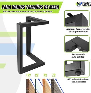 2 Patas metálicas acero para mesa NUEVAS