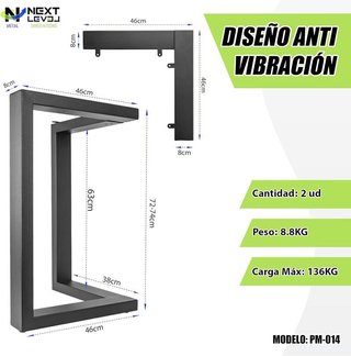 2 Patas metálicas acero para mesa NUEVAS
