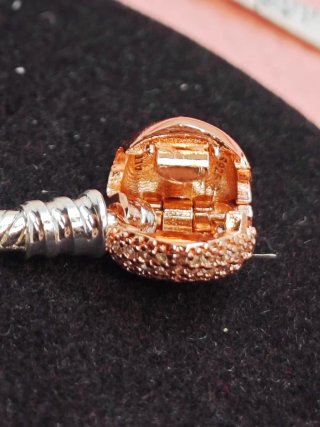 Pulsera Pandora Corazón Pave color Rose gold 19 cm