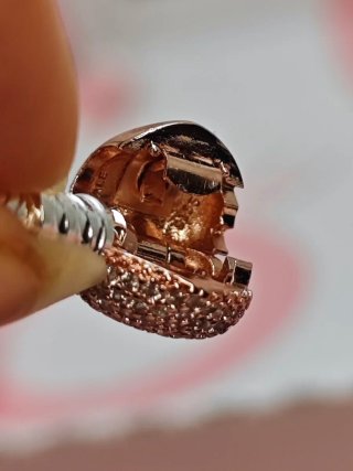 Pulsera Pandora Corazón Pave color Rose gold 19 cm