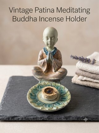 Figura Buda Meditando Incensario Vintage