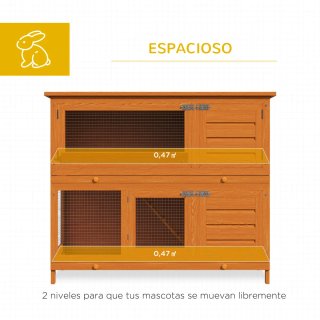 Conejera Madera Exterior 2 Niveles Jaula