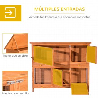 Conejera Madera Exterior 2 Niveles Jaula