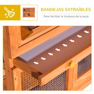 Conejera Madera Exterior 2 Niveles Jaula