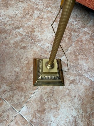 Lámpara de pie bronce y tela