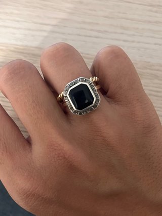 Anillo vintage con piedra negra