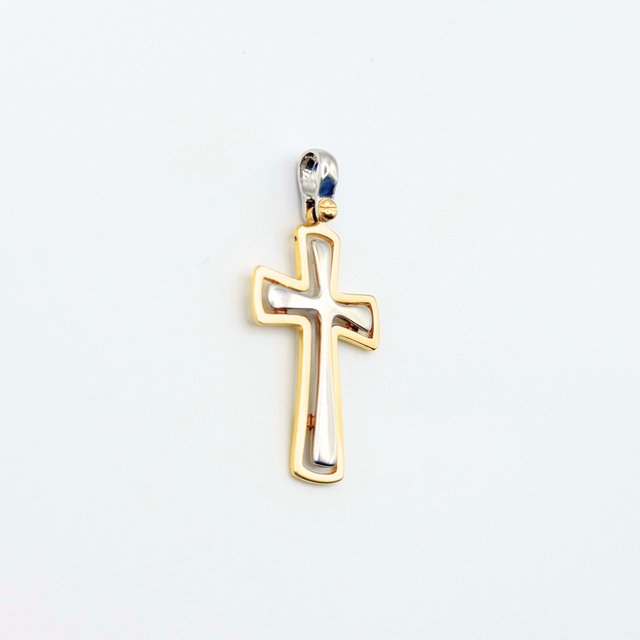 Colgante Cruz, Oro Combinado, 18K, 3.05gr