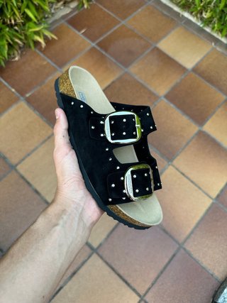 Birkenstock Negros con Tachuelas Plata
