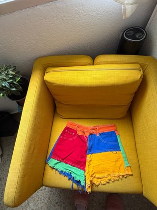 Shorts vaqueros patchwork multicolor