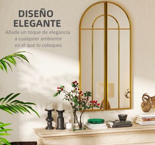 Espejo de pared dorado arqueado