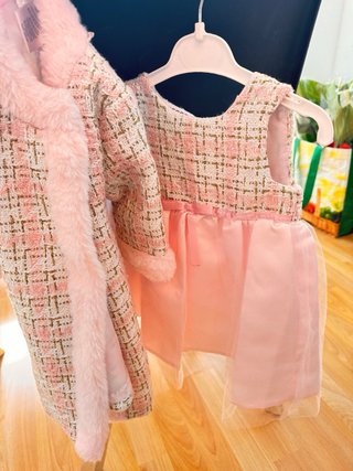 Conjunto infantil abrigo rosa
