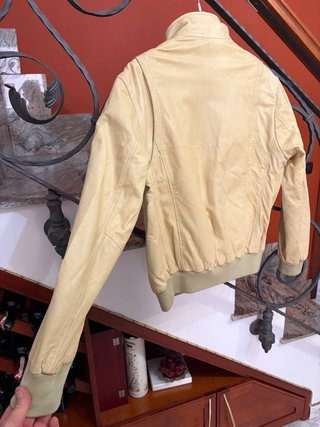 Giacca bomber in vera pelle morbida vintage beige