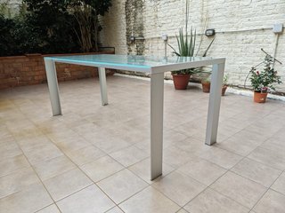Mesa STUA DENEB Cristal y Aluminio