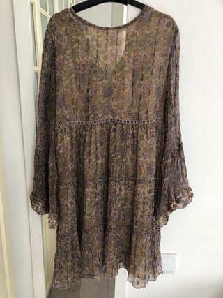 Vestido boho lentejuelas manga acampanada