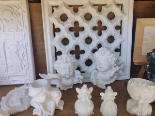 Figuras de escayola: gatos, osos, corazón
