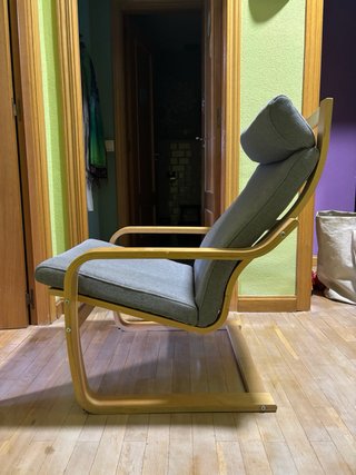 Silla Poäng Ikea Madera y Tela Gris