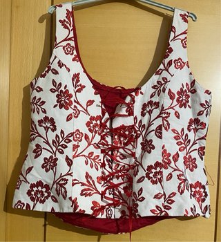 Conjunto Top y Falda Tul Rojo y blanco