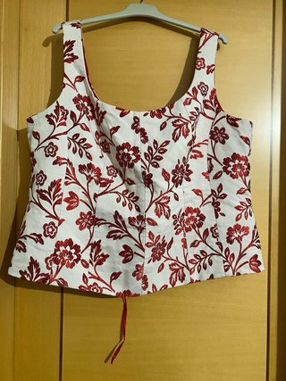 Conjunto Top y Falda Tul Rojo y blanco