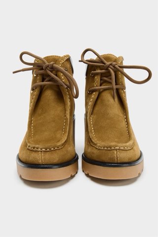 Botines Zara estilo mocasín tacón marrón