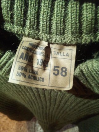 Jersey Lana Ejército 1993 Talla 58 Verde