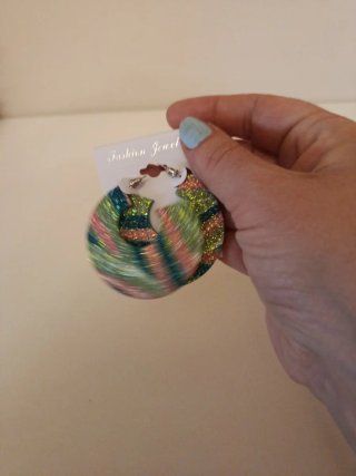 Pendientes Aro Diseño Rayas Glitter