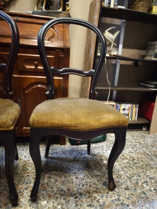 2 Sillas Antiguas Madera Tapizadas