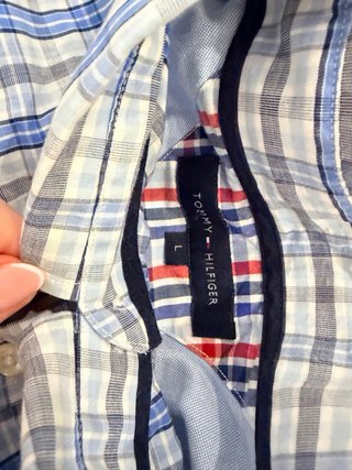 Camisa Tommy Hilfiger cuadros azul y blanco