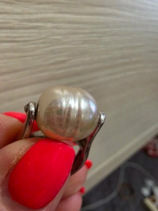 Anillo Majorica Perla Blanca y Plata