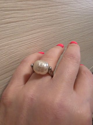 Anillo Majorica Perla Blanca y Plata