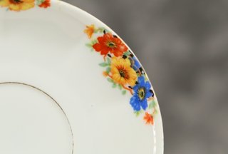 Taza y Platillo Bohemia Czechoslovakia Floral