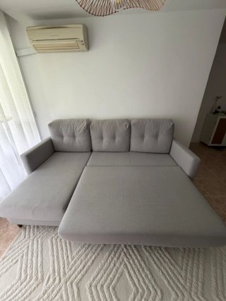Sofá Chaise Longue Gris Tela
