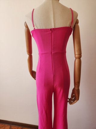 Tuta intera fucsia elegante a zampa Nuova Taglia S