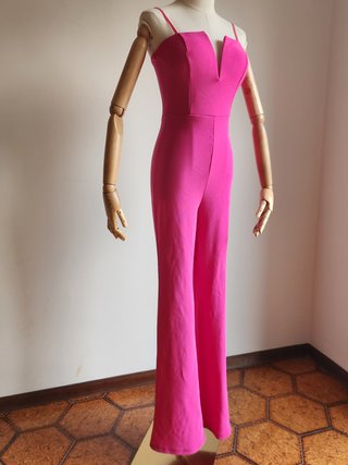 Tuta intera fucsia elegante a zampa Nuova Taglia S
