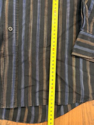 Camisa Lacoste Rayas Azul y Negro 44 negra