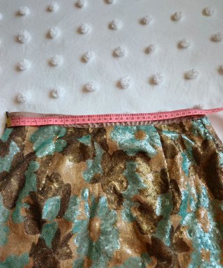 Falda lentejuelas flores azul y dorado
