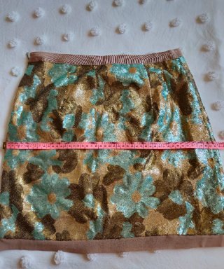 Falda lentejuelas flores azul y dorado