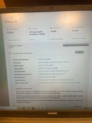 Huawei MateBook D15 i5 12ª Gen 8GB RAM