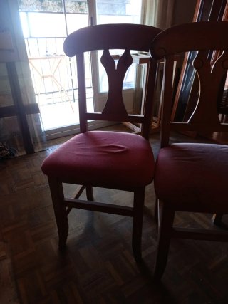 Juego de 4 sillas de comedor madera y tela