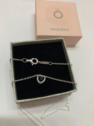 Collar Corazón Pandora Plata negro