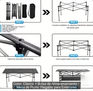 Mesa Plegable Camping o viaje Negra