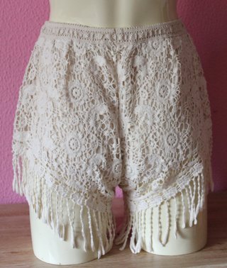 Shorts crochet boho beige