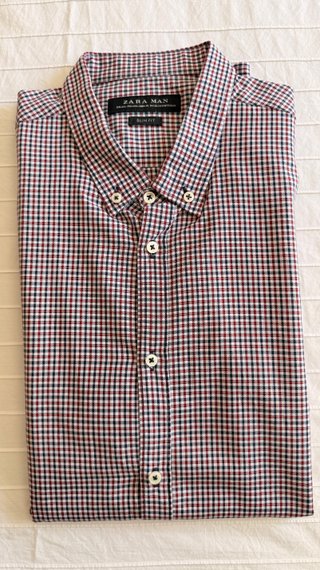 Camisa Zara Man cuadros con coderas - Talla XXL