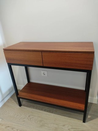 Mueble auxiliar madera iroko y hierro